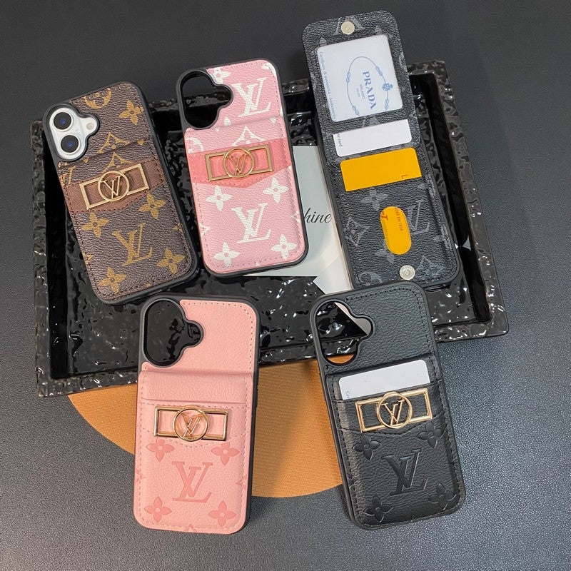 Luxusní pouzdro na karty se zlatým logem na iPhone