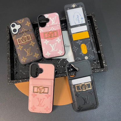 Luxusní pouzdro na karty se zlatým logem na iPhone