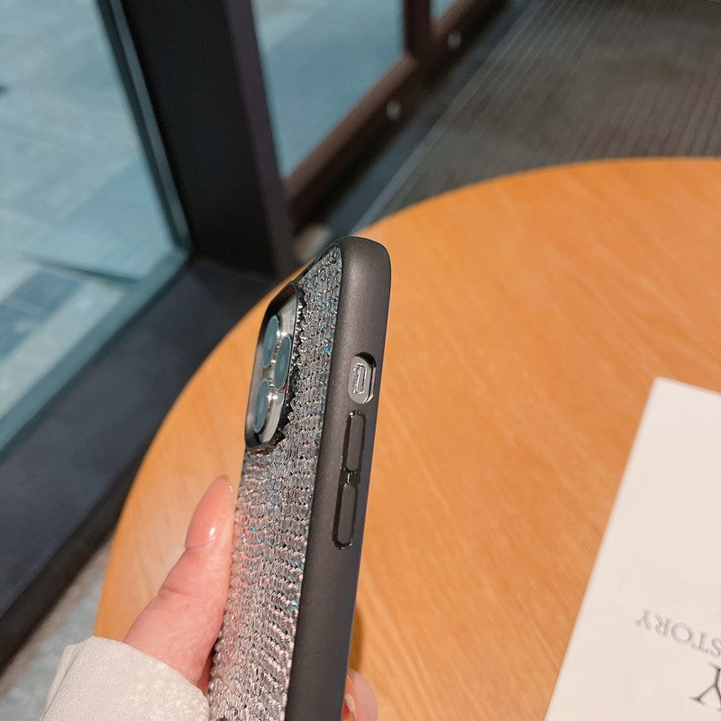 Custodia per iPhone di lusso con catena a tracolla con diamanti