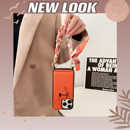 Custodia per iPhone in pelle con borsa per carte H