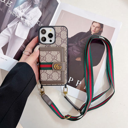 Custodia per iPhone a tracolla con borsa per carte premium