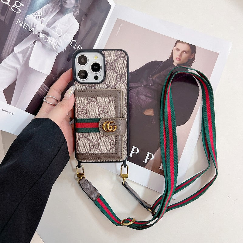 Custodia per iPhone a tracolla con borsa per carte premium