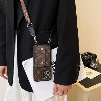 Luxusní Card Bag Řetízek Hnědé pouzdro na iPhone