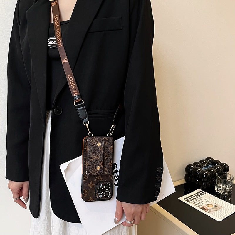 Luxusní Card Bag Řetízek Hnědé pouzdro na iPhone