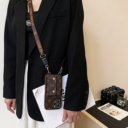 Luxusní Card Bag Řetízek Hnědé pouzdro na iPhone