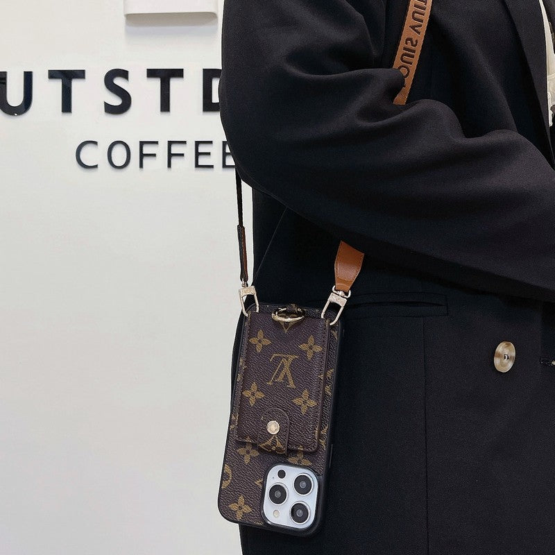 Bolsa de cartão de luxo com corrente clássica para iPhone