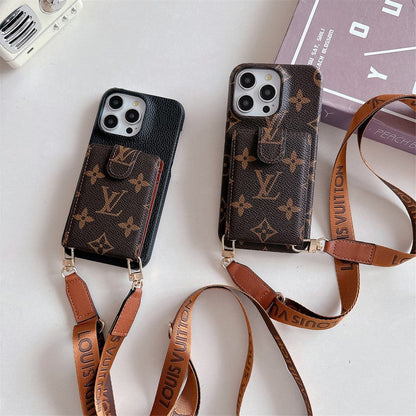 Custodia per iPhone con catena a tracolla con borsa per carte di lusso