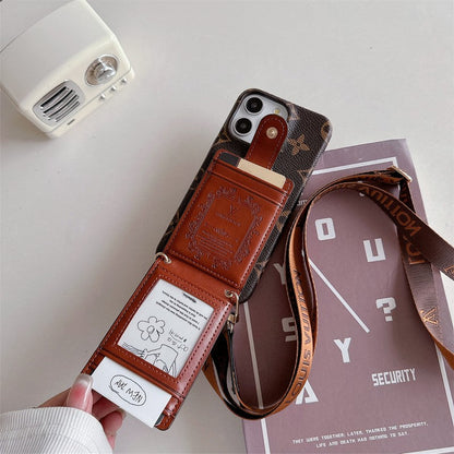 Custodia per iPhone con catena a tracolla con borsa per carte di lusso
