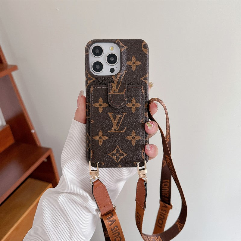 Custodia per iPhone con catena a tracolla con borsa per carte di lusso