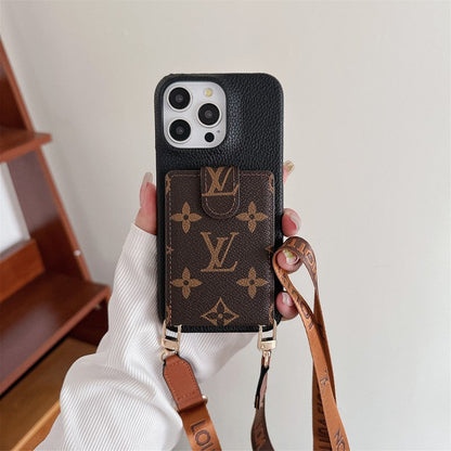 Custodia per iPhone con catena a tracolla con borsa per carte di lusso
