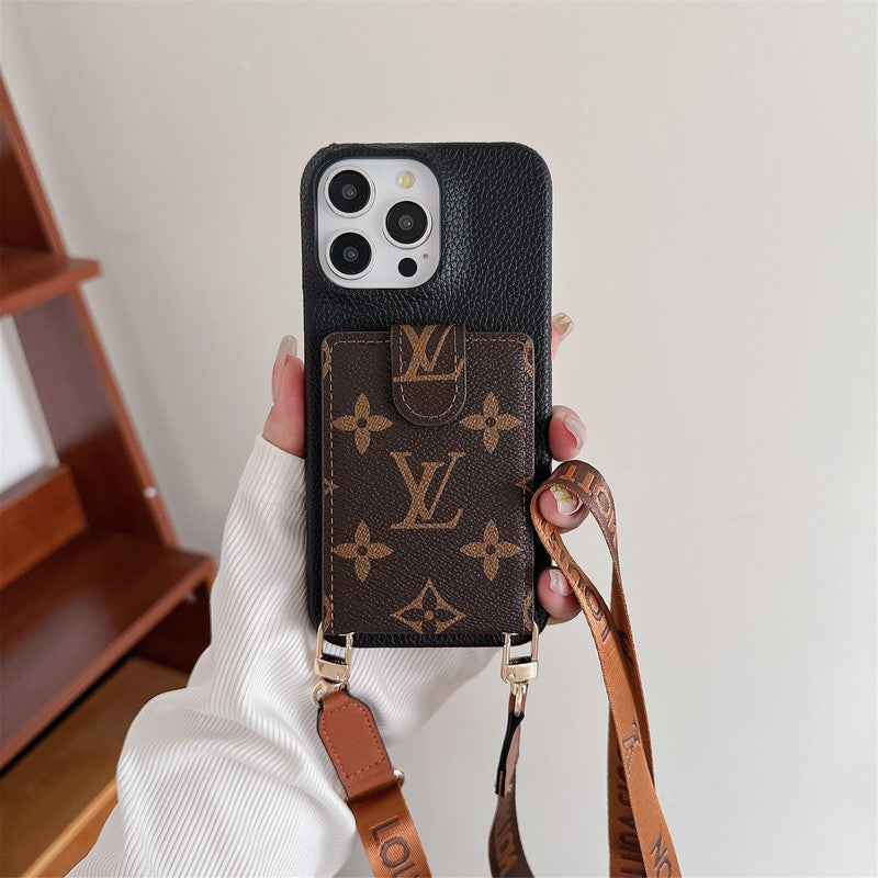 Custodia per iPhone con catena a tracolla con borsa per carte di lusso