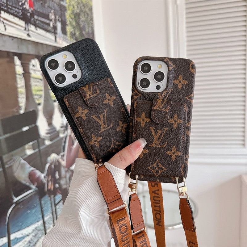 Custodia per iPhone con catena a tracolla con borsa per carte di lusso