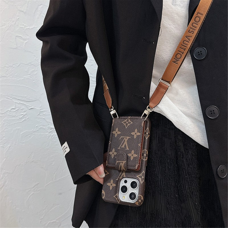 Custodia per iPhone con catena a tracolla con borsa per carte di lusso