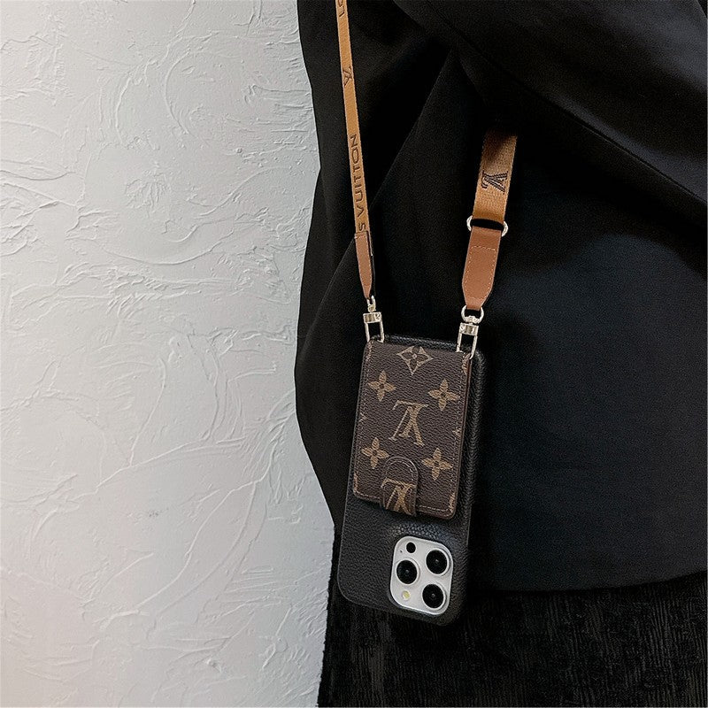 Custodia per iPhone con catena a tracolla con borsa per carte di lusso