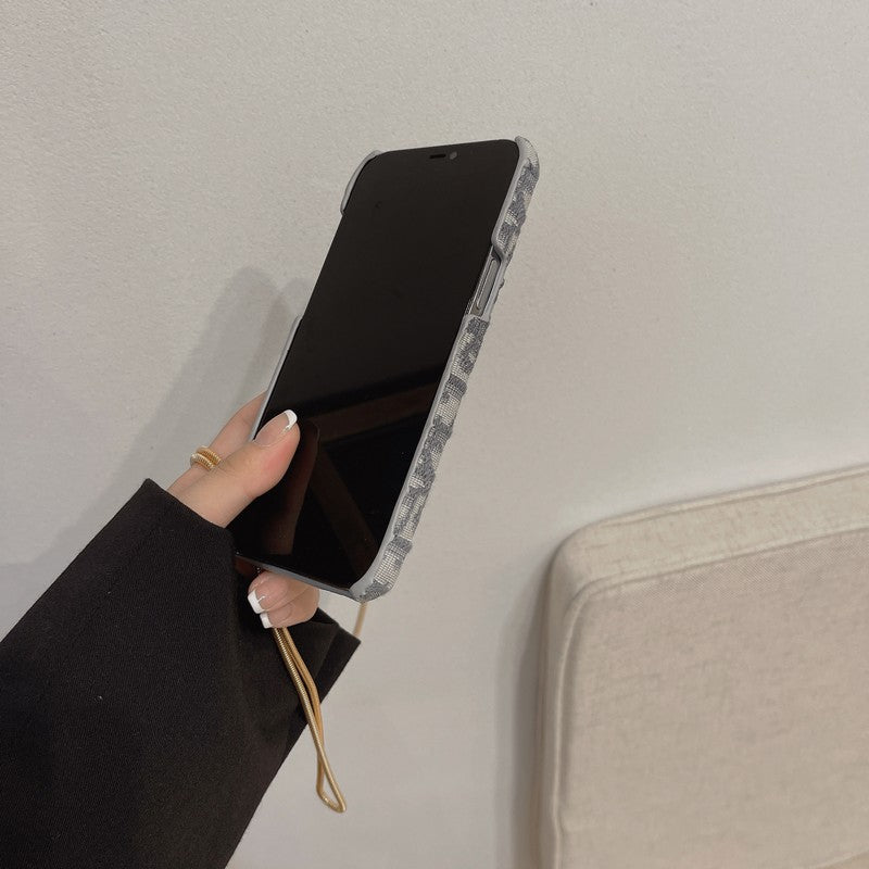 Modna črna & siva torbica za kartice Crossbody etui za iPhone