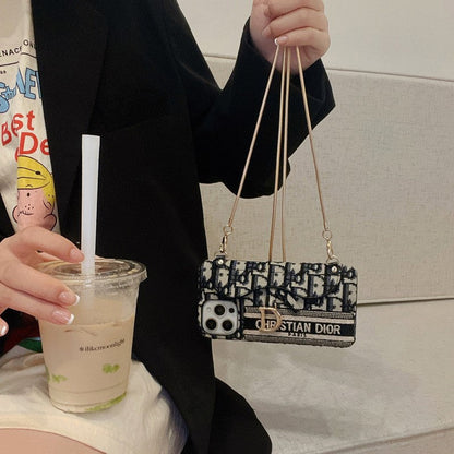 Modna črna & siva torbica za kartice Crossbody etui za iPhone