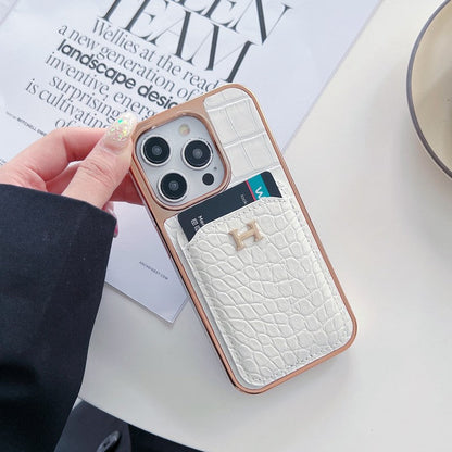 Étui pour iPhone en cuir or rose H