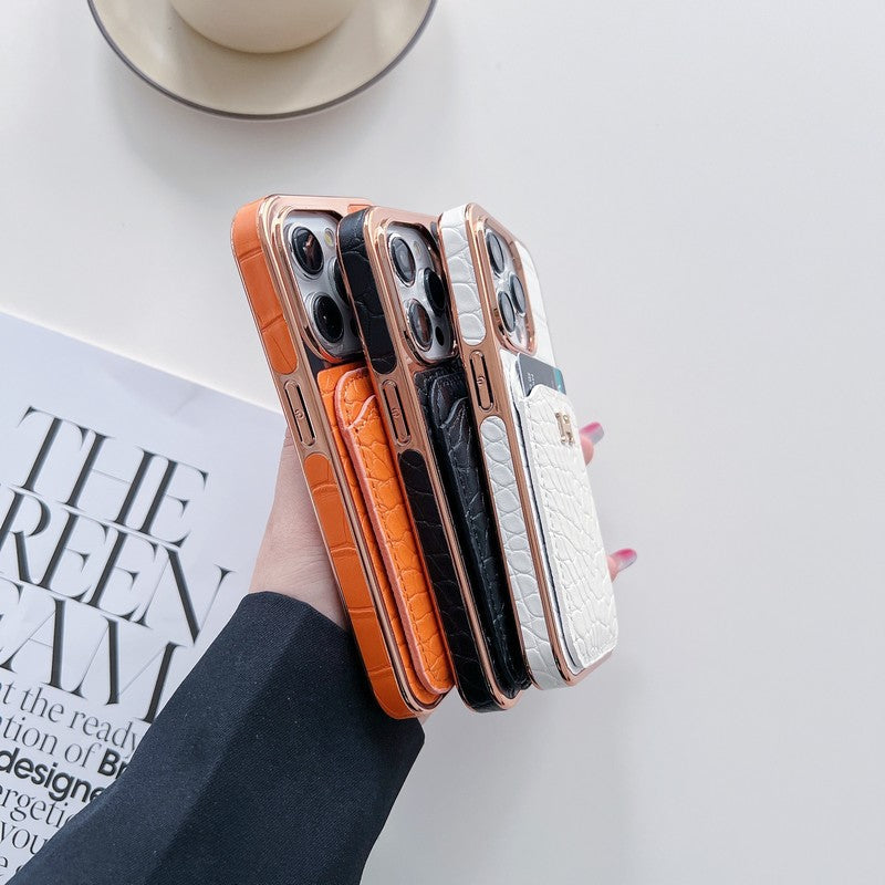 Étui pour iPhone en cuir or rose H