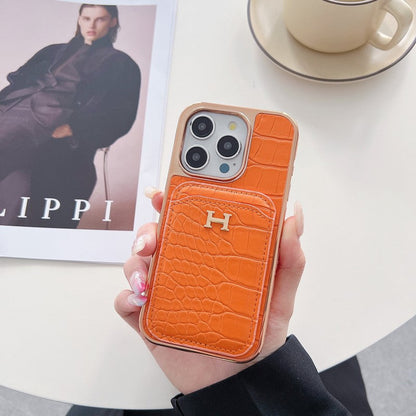 Étui pour iPhone en cuir or rose H