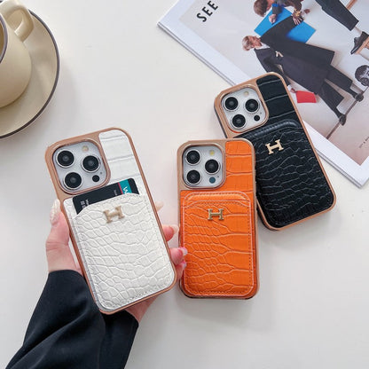 Étui pour iPhone en cuir or rose H