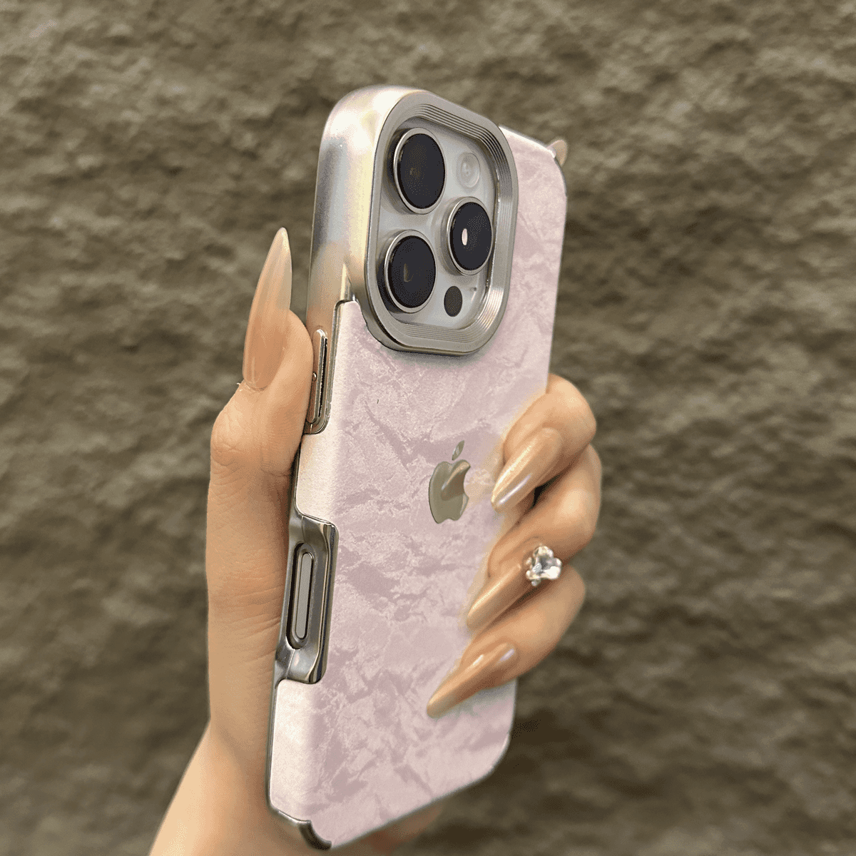 Velvet Snow Texture iPhone-etui med galvaniseret ramme