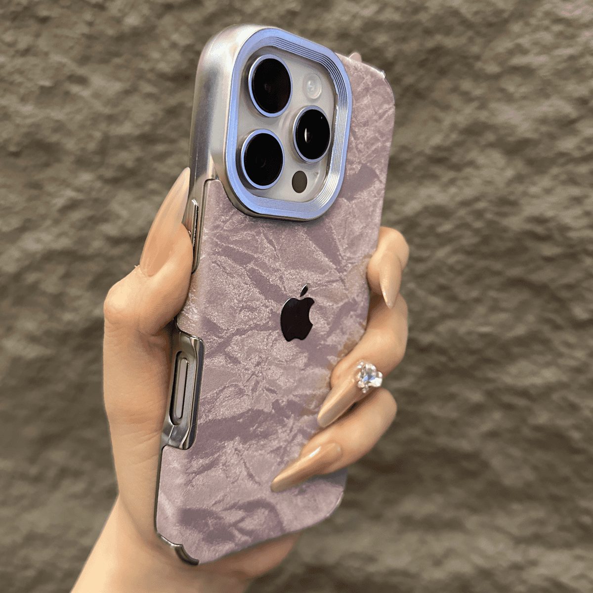 Velvet Snow Texture iPhone-etui med galvaniseret ramme