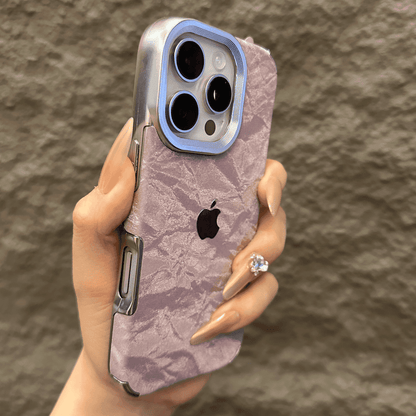 Velvet Snow Texture iPhone-etui med galvaniseret ramme