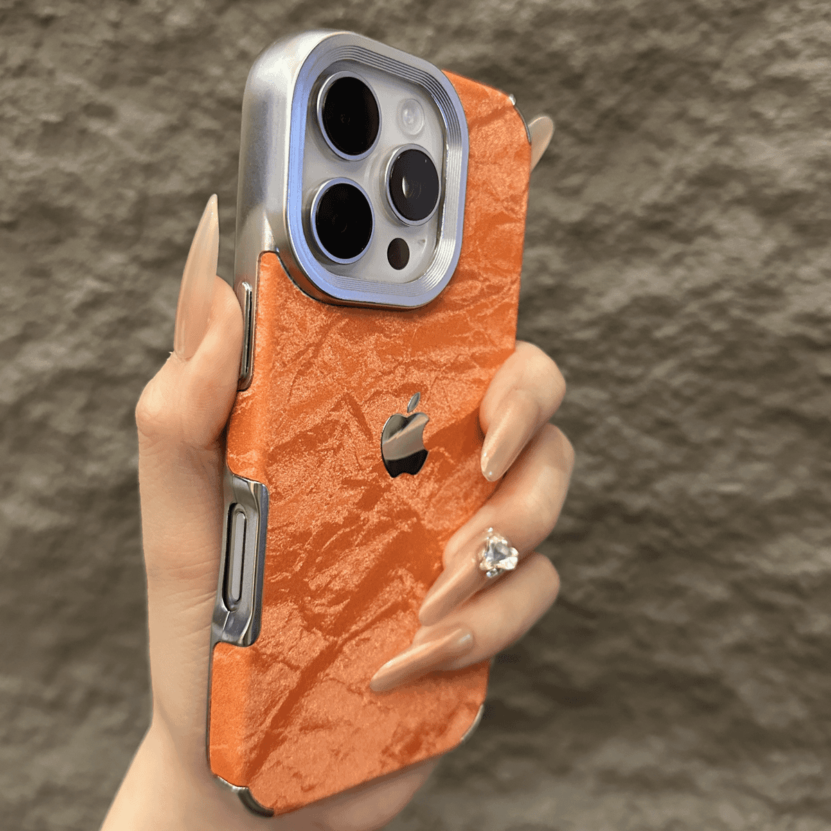 Velvet Snow Texture iPhone-etui med galvaniseret ramme