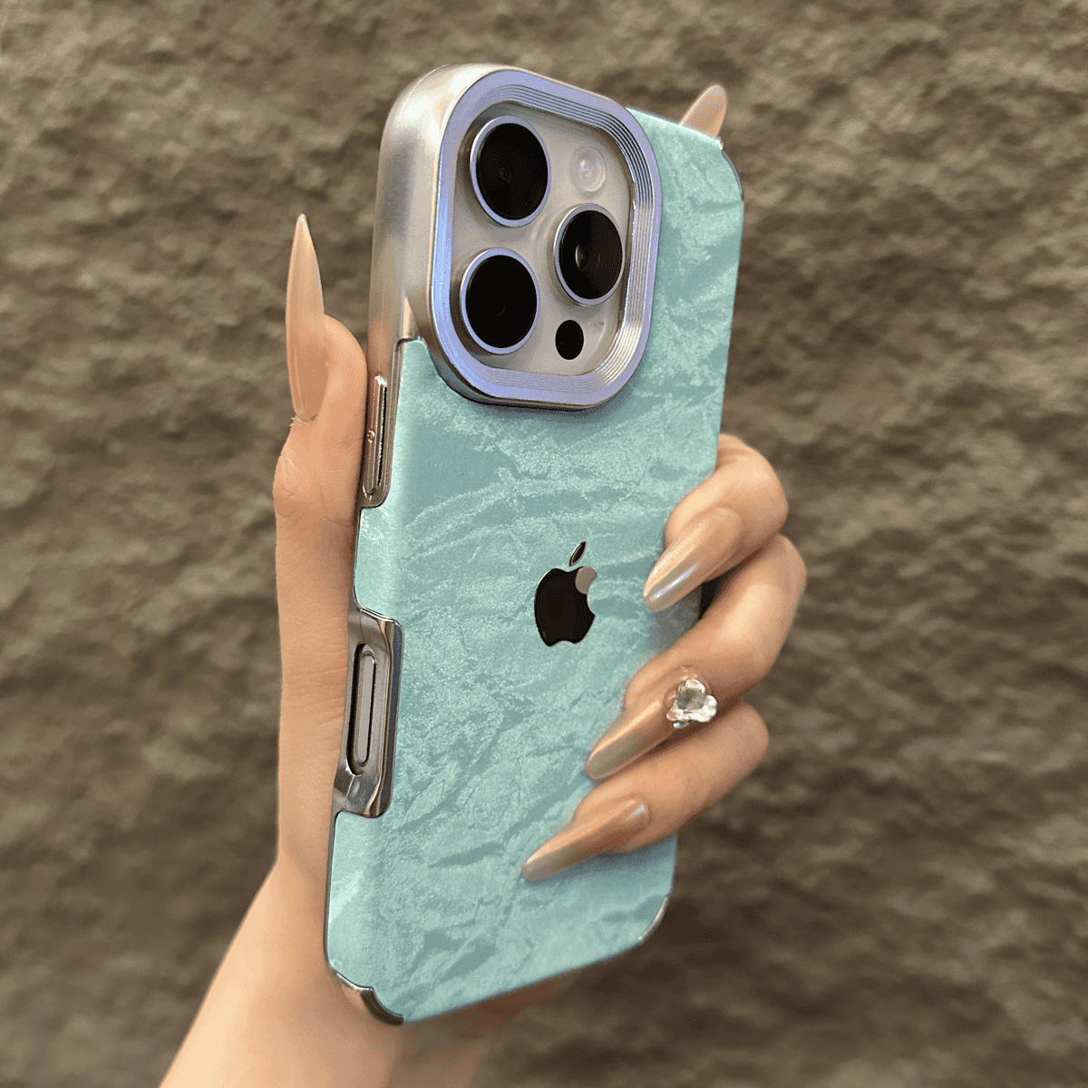 Velvet Snow Texture iPhone-etui med galvaniseret ramme