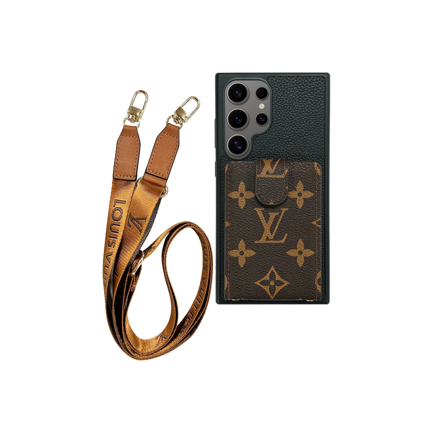 Sealbhóir Cárta x Lanyard Síniú Dhá Tone Cás Donn | Samsung