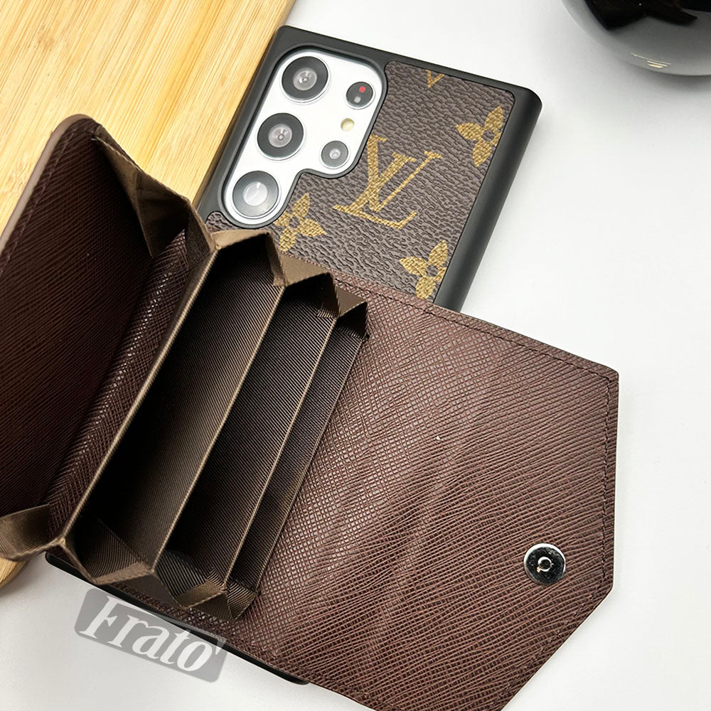 Étui portefeuille en cuir avec porte-cartes, marque de luxe, pour Samsung Galaxy série S25/24/23