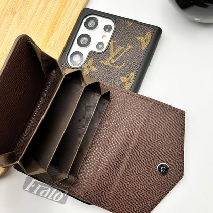 Étui portefeuille en cuir avec porte-cartes, marque de luxe, pour Samsung Galaxy série S25/24/23