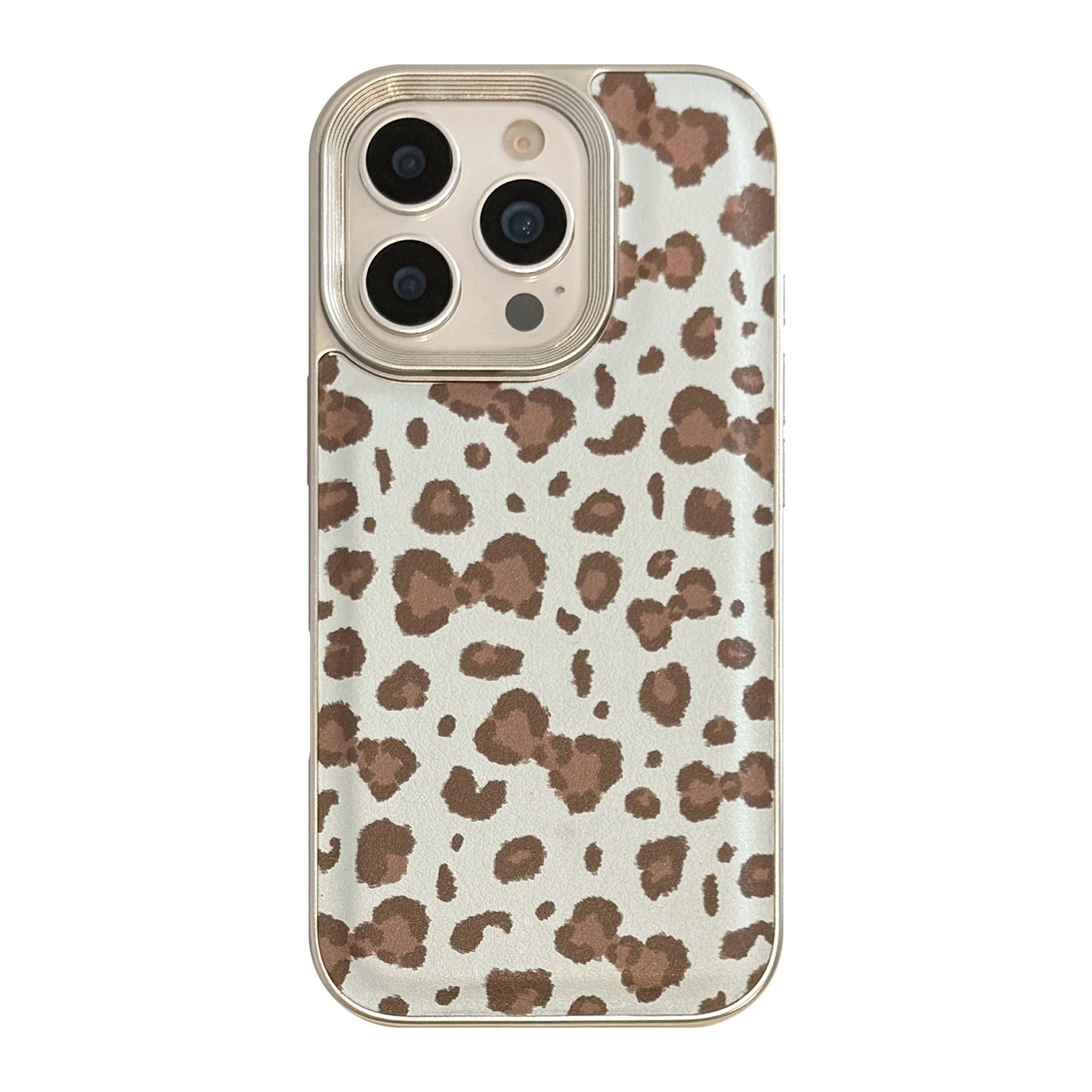 Vintage leopard print bow iPhone 17 case 16promax leather 15 for iPhone13 silver edge 11 hard