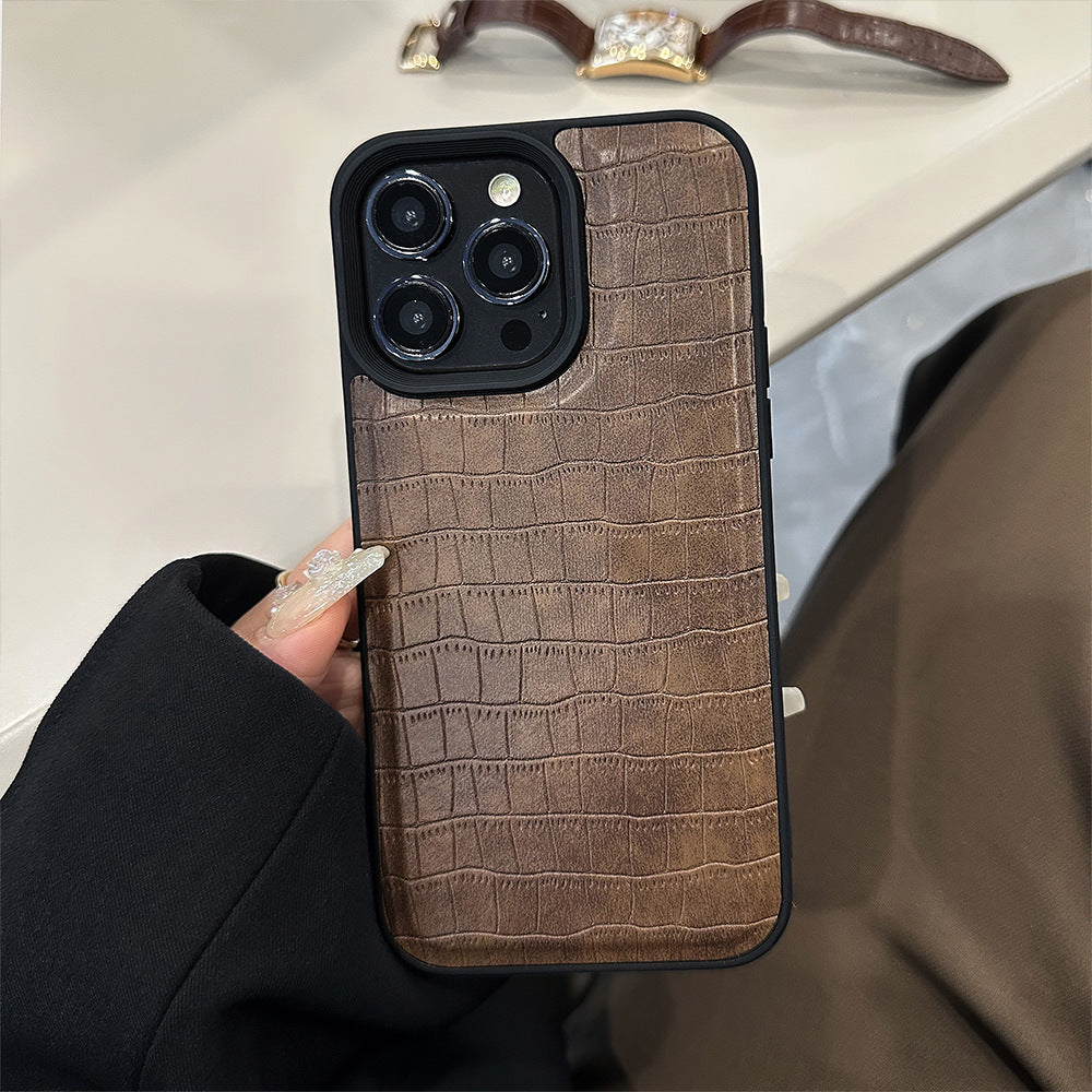 Alligator leather pattern 15 Apple 16 mobile phone case 17promax retro premium style 12 for iPhone13 personality trend