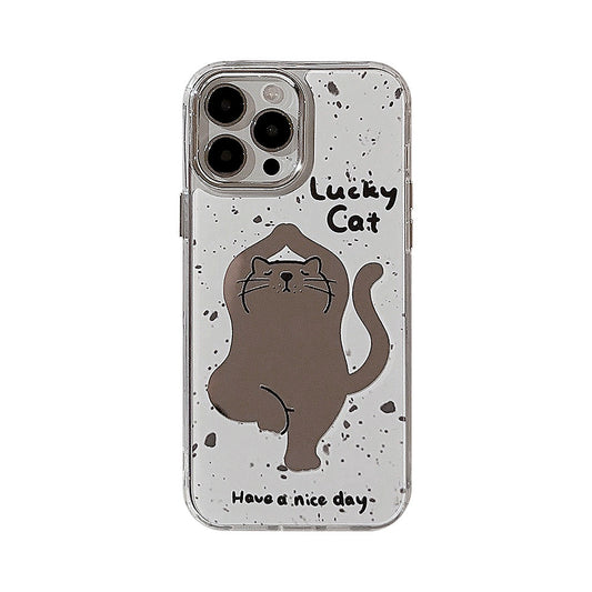 Yoga cat iPhone16 is suitable for 15promax Apple phone case 11 funny cartoon 13 mirror 17 generation
