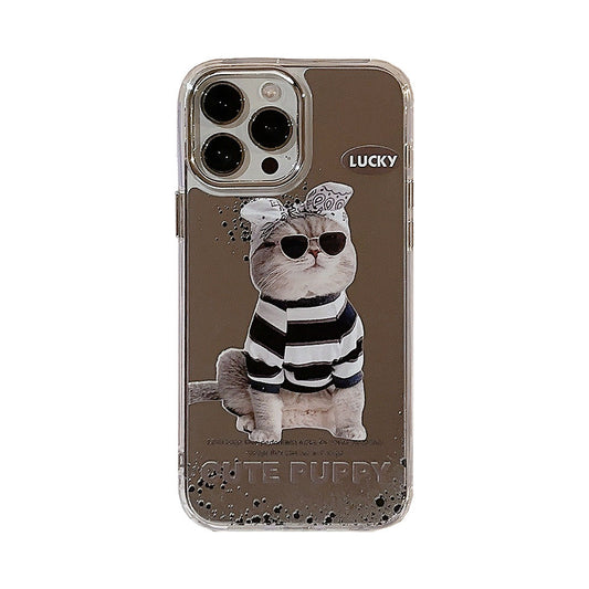 Applicable to 17promax sunglasses cat 14 Apple iPhone16 mobile phone case 11 trendy cool funny 15 electroplated mirror