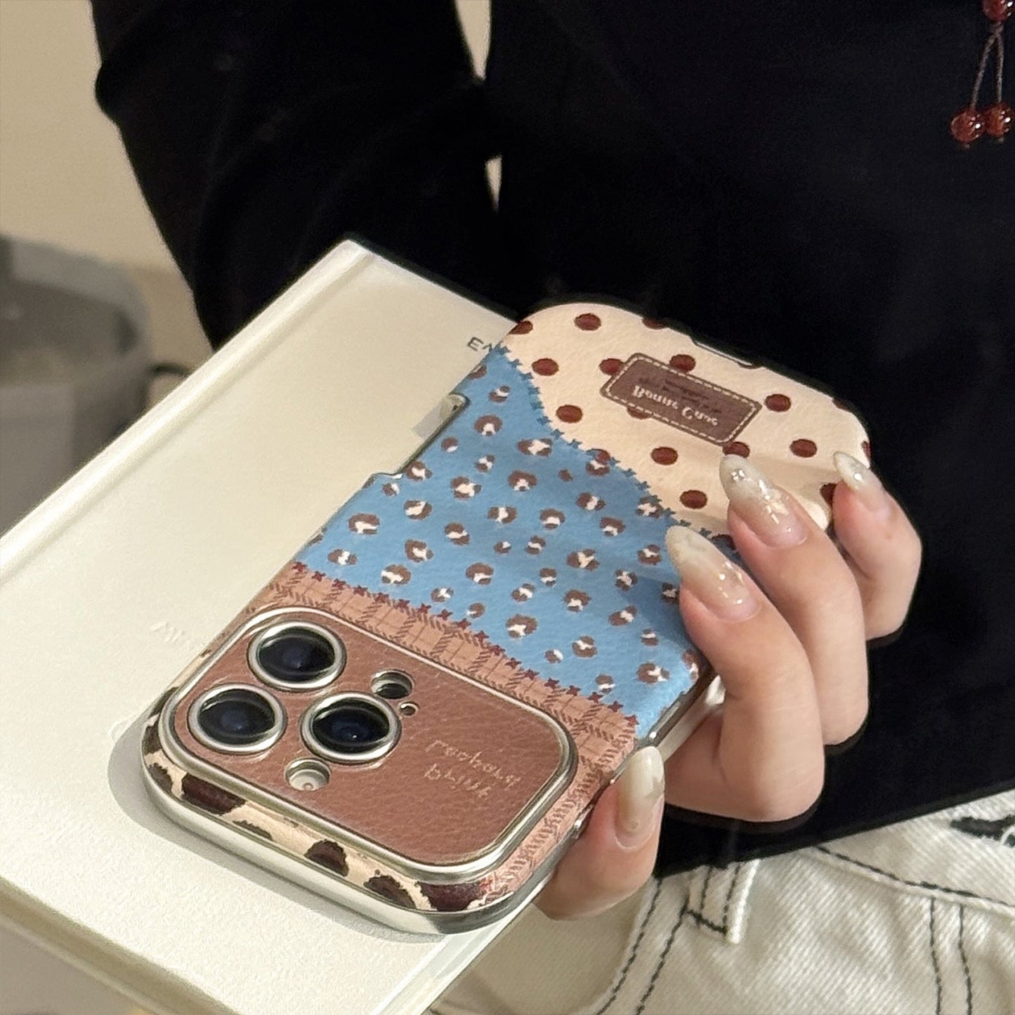 Retro leopard print splicing leather for iphone17 Apple 16promax mobile phone case 15 anti-drop 17 advanced 12