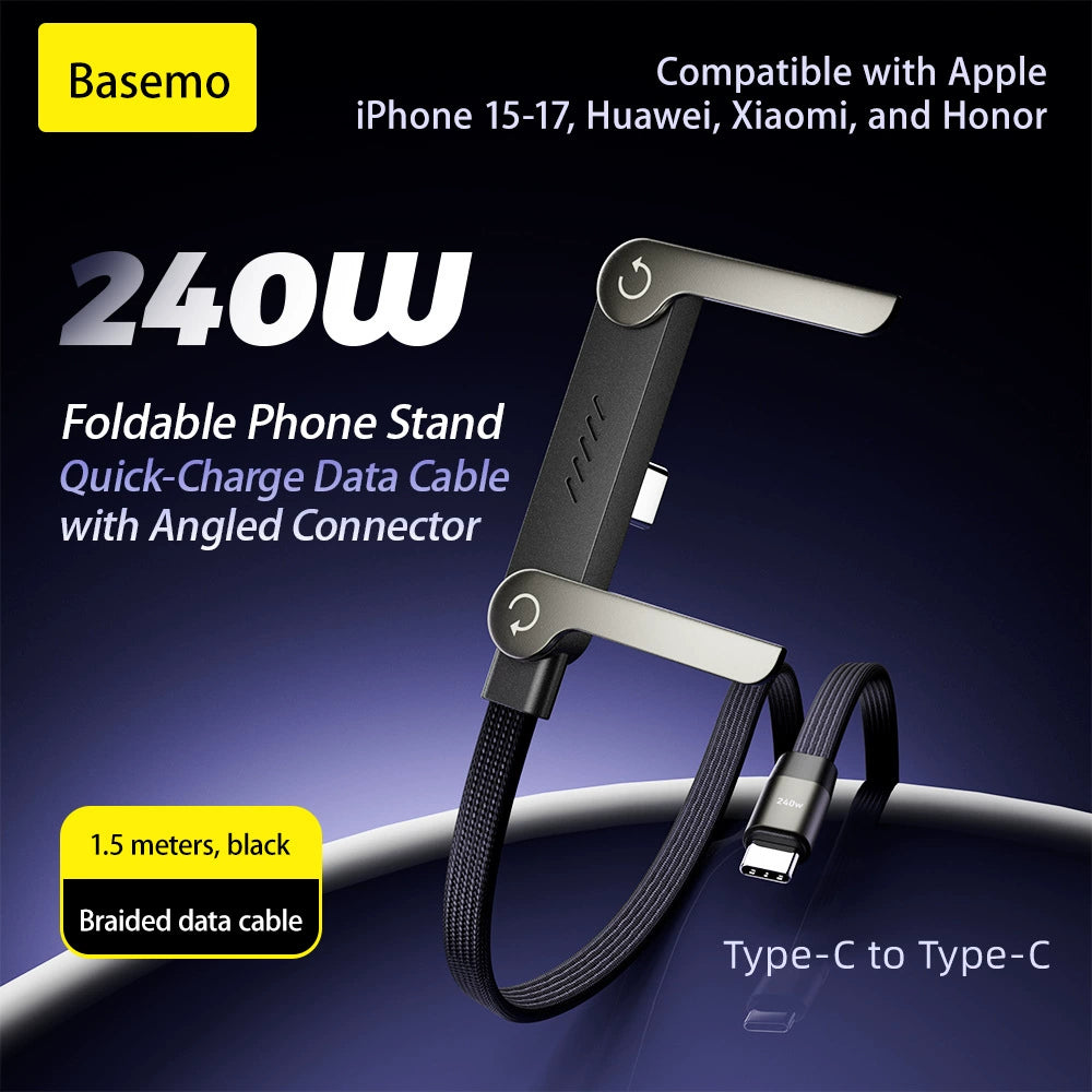 All-in-One Charging Cable – 240W Fast Charge with Built-in Phone Stand