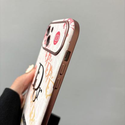 Étui pour iPhone en cuir de couleur marron blanc tendance