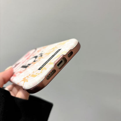 Étui pour iPhone en cuir de couleur marron blanc tendance