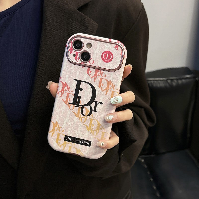 Étui pour iPhone en cuir de couleur marron blanc tendance