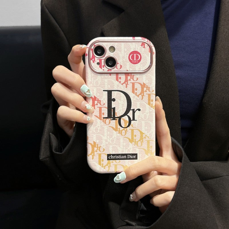 Étui pour iPhone en cuir de couleur marron blanc tendance