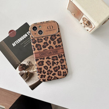 Funda de iPhone de cuero color marrón de moda