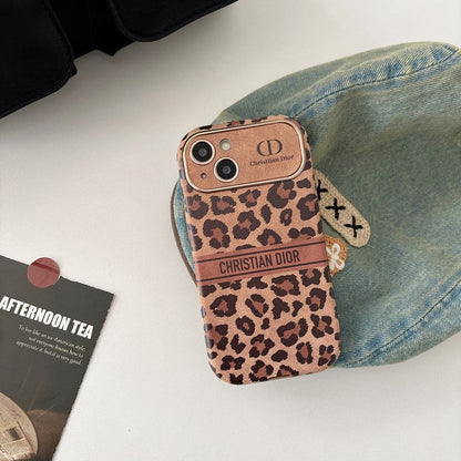 Funda de iPhone de cuero color marrón de moda