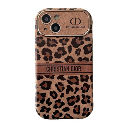 Funda de iPhone de cuero color marrón de moda