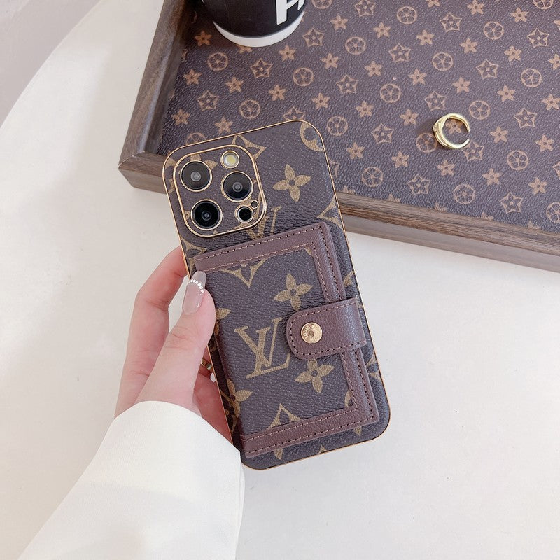 Custodia per iPhone con borsa per carte colorate classica di lusso