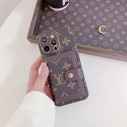 Custodia per iPhone con borsa per carte colorate classica di lusso