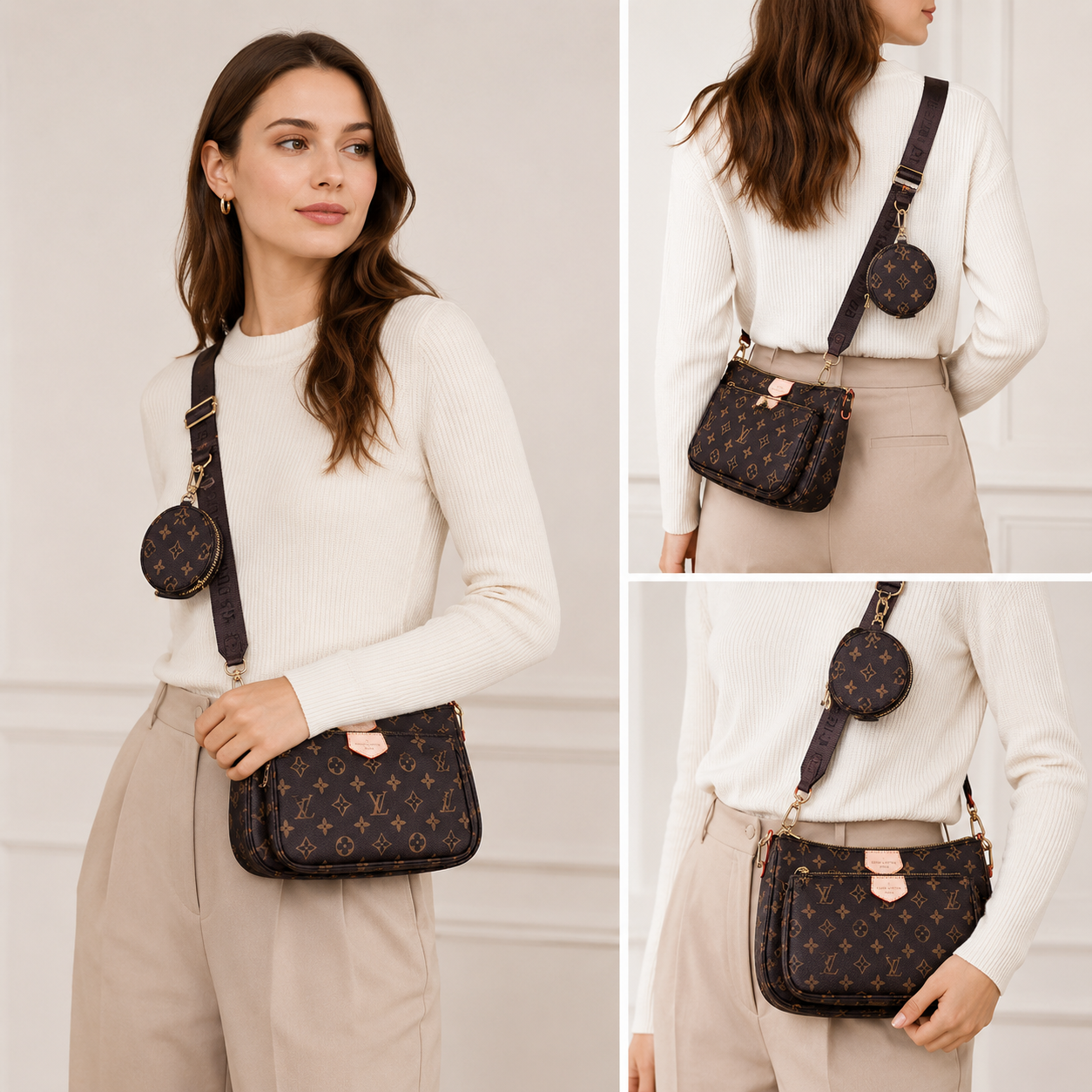 Allure 3-in-1-Luxus-Handyhülle mit abnehmbarem Riemen