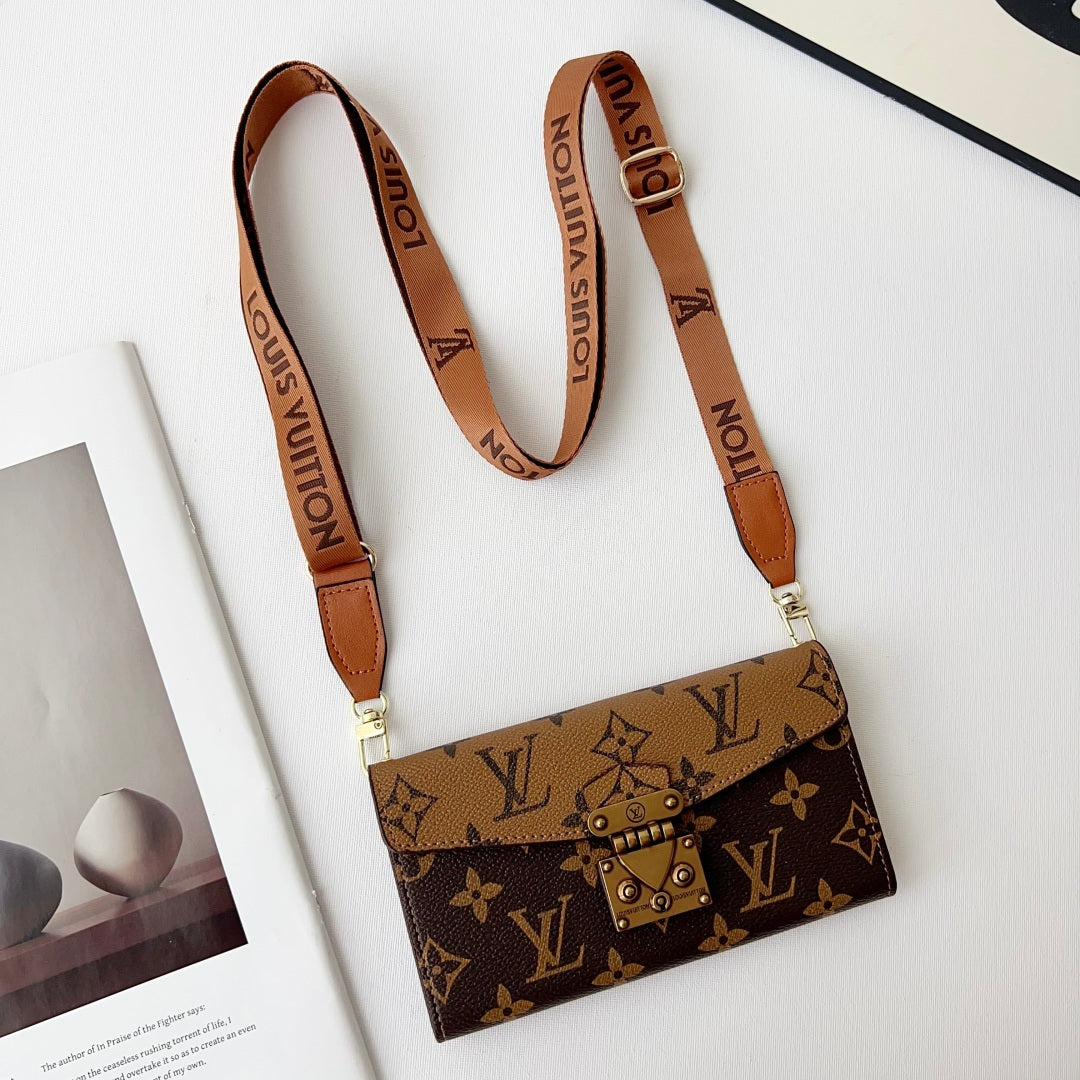 Luxury Monogram Phone Wallet Crossbody Purse – 3-in-1 Phone Bag