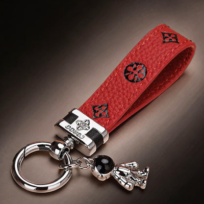 Echt lederen luxe auto-astronaut sleutelhanger